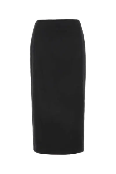 Miu Miu Black Stretch Silk Skirt