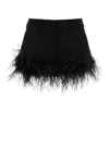 Miu Miu Feather-trimmed Grain De Poudre Miniskirt In Black