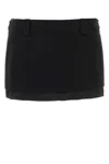 Miu Miu Black Wool Blend Mini Skirt In Black