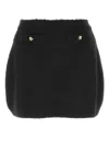 Miu Miu Black Stretch Wool Blend Mini Skirt In Black