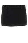 Miu Miu Black Wool Blend Mini Skirt In Black