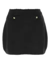 Miu Miu Black Stretch Wool Blend Mini Skirt In Black