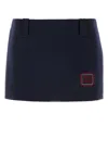 Miu Miu Midnight Blue Wool Blend Mini Skirt In Blue