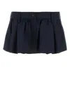 Miu Miu Mini Cotton Skirt Belt Loops In Blue