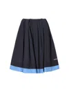 Miu Miu Jacquard Logo Poplin Knit Skirt In Blue+blue