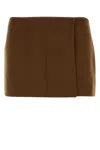 Miu Miu High-waisted Mini Skirt In Wool Blend In Brown