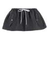 Miu Miu Mini Skirt Mohair Blend Drawstring Elastic Waistband Button In Gray
