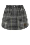 Miu Miu Plaid Cotton Flannel Miniskirt In Gray