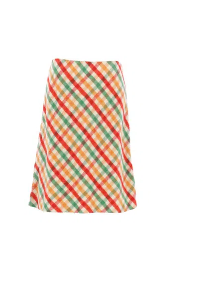 Miu Miu Checked Wool-blend Skirt In Multi