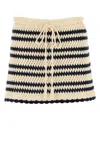 Miu Miu Crochet Drawstring Waist Mini Skirt In Multi