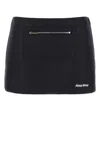Miu Miu Mini Skirt With Front Zip Pocket In Black