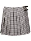 Miu Miu Checked Pleated Miniskirt In Multicolor