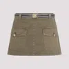 Miu Miu Belted Mini Skirt In Oliva