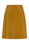 Miu Miu Nappa Leather Skirt High Waisted Seams In Orange