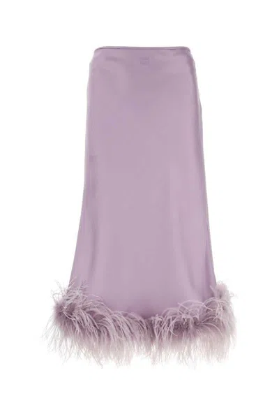 Miu Miu Women Lilac Satin Skirt In Purple