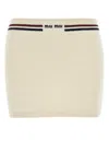 Miu Miu Ivory Stretch Crochet Mini Skirt In White