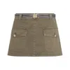 Miu Miu Belted Mini Skirt In Green