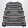 Miu Miu Slate And Blue Striped Jersey T-shirt In Multi