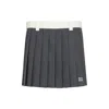 Miu Miu Womens Ardesia Contrast-waist Pleated Grisaglia Wool Mini Skirt In Grey