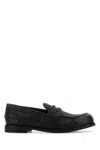 Miu Miu Brushed Leather Loafers In Black
