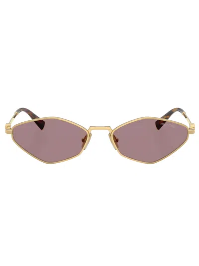 Miu Miu Sleek 56zs Mini Sunglasses For Women In Metallic