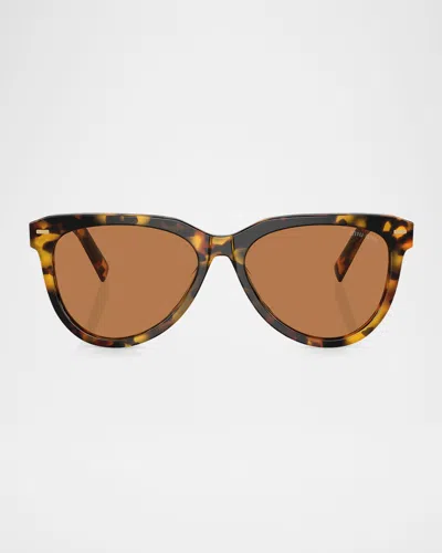 MIU MIU SLEEK ACETATE ROUND SUNGLASSES