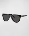 Miu Miu Sleek Acetate Round Sunglasses In Dark Grey