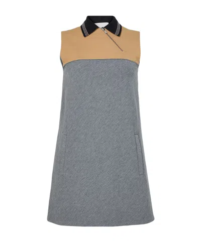 Miu Miu Half-zip Polo-collar Mini Dress In Gray
