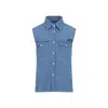 Miu Miu Cotton Shirt With Chest Flap Pockets In Blue