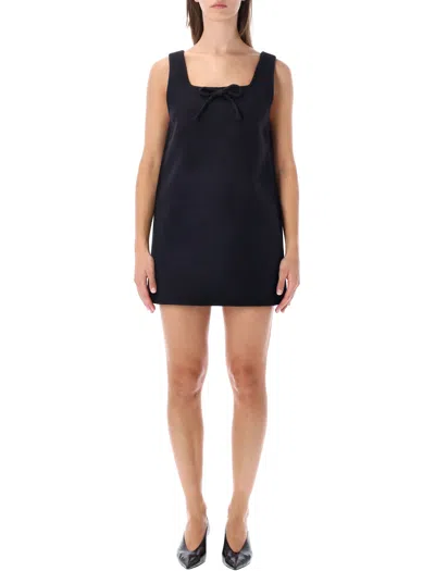 Miu Miu Sleeveless Bow-detail Mini Dress In Black