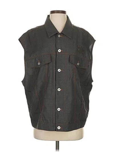 Pre-owned Miu Miu Sleeveless Button Down Shirt In Gray