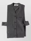 Miu Miu Knitwear Top Sleeveless Ribbed Hem Pockets In Gray