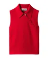 Miu Miu Ribbed-collar Zip-front Sleeveless Vest In Red