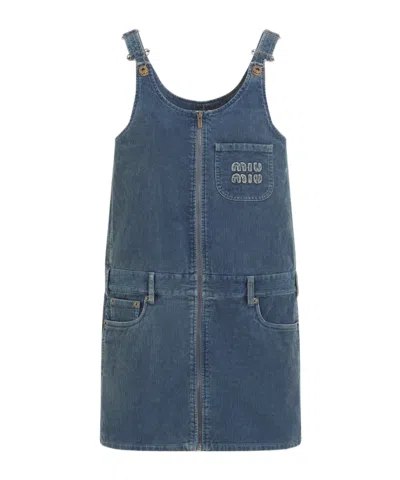 Miu Miu Sleeveless Dress In Blue