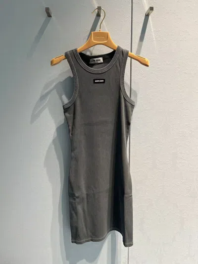 Miu Miu Sleeveless Dress In Gray