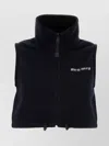 Miu Miu Sleeveless High Collar Drawstring Vest In Black