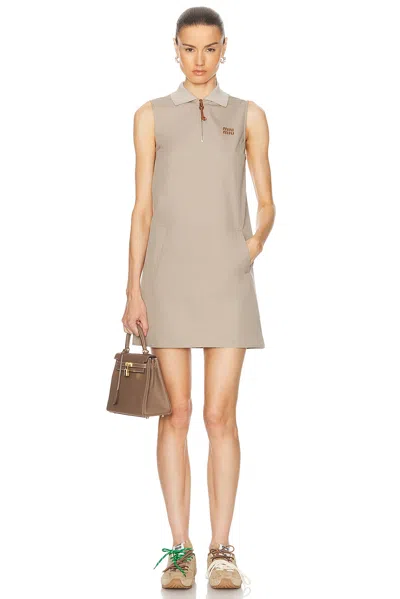 Miu Miu Sleeveless Mini Dress In Argilla