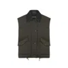 Miu Miu Sleeveless Padded Jacket With Smooth Collar In Green