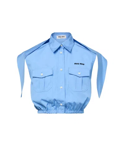 Miu Miu Sleeveless Shirt In Blue