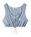 Miu Miu Logo-print Crop Top In Gray