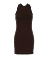 Miu Miu Sleeveless Stretched Dress In Brown