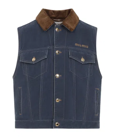 Miu Miu Sleeveless Vest In Blue
