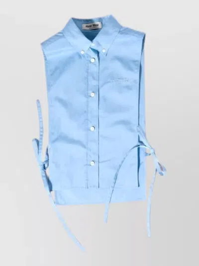 Miu Miu Sleeveless Wrap Top Side Tie Design In Blue