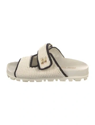 Pre-owned Miu Miu Slides In Neutral
