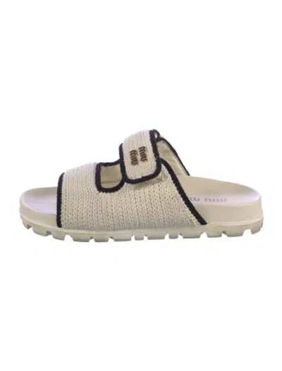 Pre-owned Miu Miu Slides In Neutrals