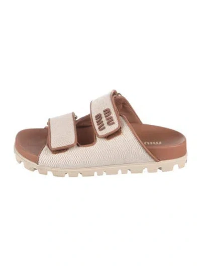 Pre-owned Miu Miu Slides In Neutrals