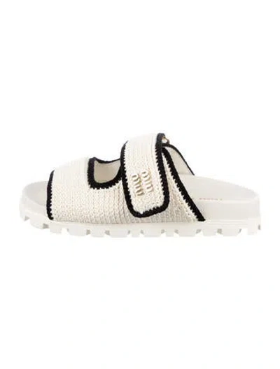 Pre-owned Miu Miu Slides In Neutrals/white