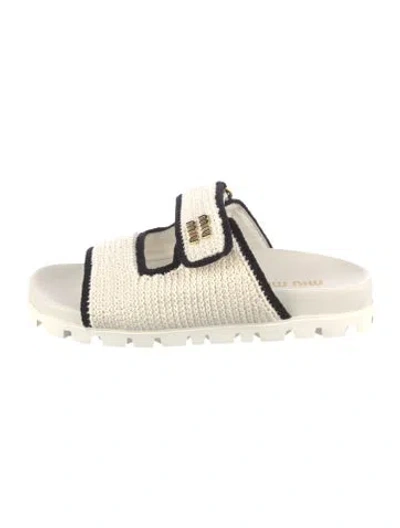 Pre-owned Miu Miu Slides In Neutrals/white