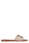 Miu Miu Beige Logo Sandals In Brown