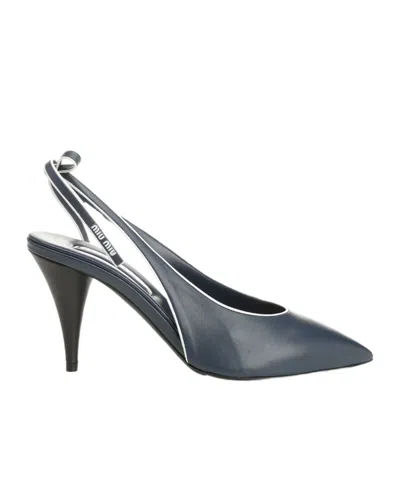 Miu Miu Slingback High Heel Sandals In Gray